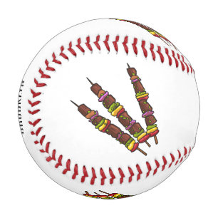 Kebab or kabob cartoon illustration baseball