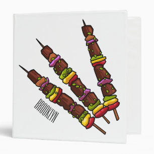 Kebab or kabob cartoon illustration binder