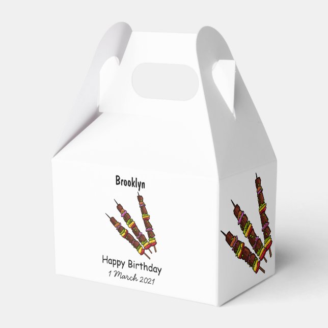 Kebab or kabob cartoon illustration favor box (Front Side)