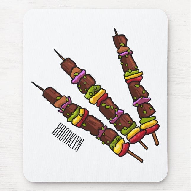 Kebab or kabob cartoon illustration mouse pad (Front)