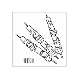 Kebab or kabob cartoon illustration rubber stamp