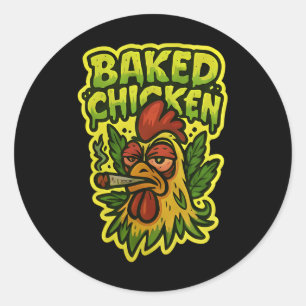 Ked Chicken Rooster Smoking Weed Stone  Classic Round Sticker