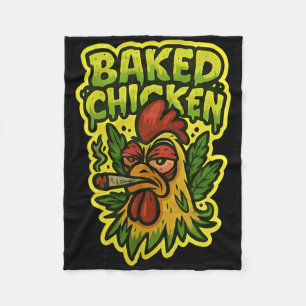 Ked Chicken Rooster Smoking Weed Stone Fleece Blanket