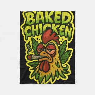 Ked Chicken Rooster Smoking Weed Stone Fleece Blanket