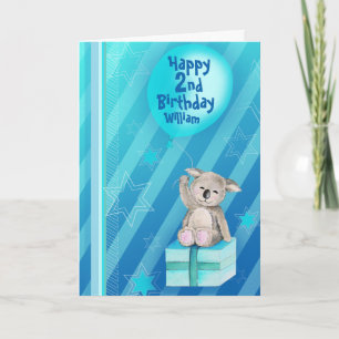 Keddy Koala blue 2nd birthday card