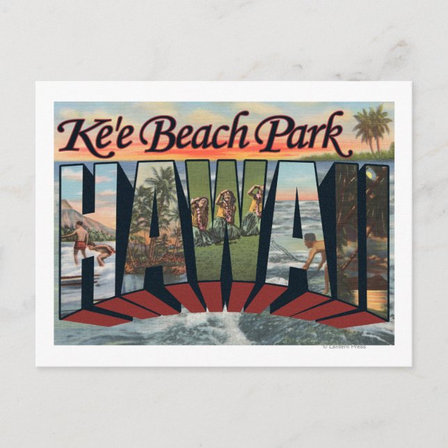 Ke'e Beach Park, Hawaii - Large Letter Scenes Postcard (Front)