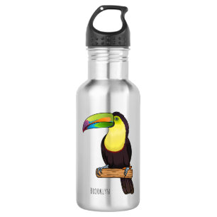 Keel-billed toucan bird cartoon illustration 532 ml water bottle