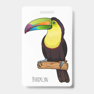 Keel-billed toucan bird cartoon illustration   badge