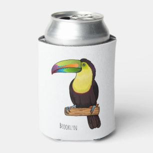 Keel-billed toucan bird cartoon illustration can cooler