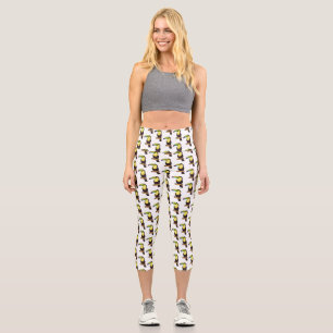 Keel-billed toucan bird cartoon illustration   capri leggings