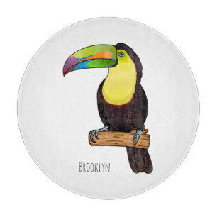 Keel-billed toucan bird cartoon illustration  cutting board