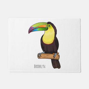 Keel-billed toucan bird cartoon illustration  doormat