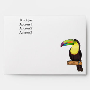 Keel-billed toucan bird cartoon illustration  envelope