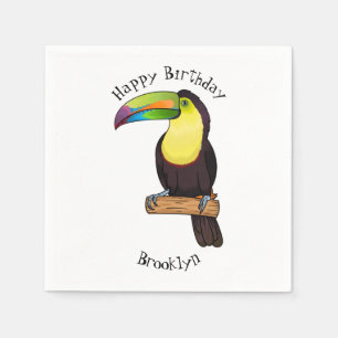 Keel-billed toucan bird cartoon illustration napkin