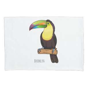 Keel-billed toucan bird cartoon illustration pillowcase