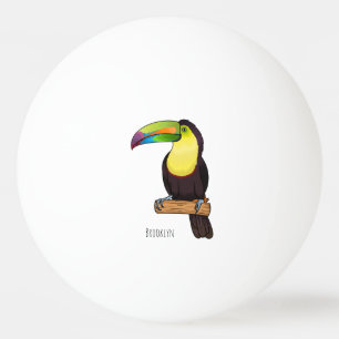 Keel-billed toucan bird cartoon illustration ping pong ball