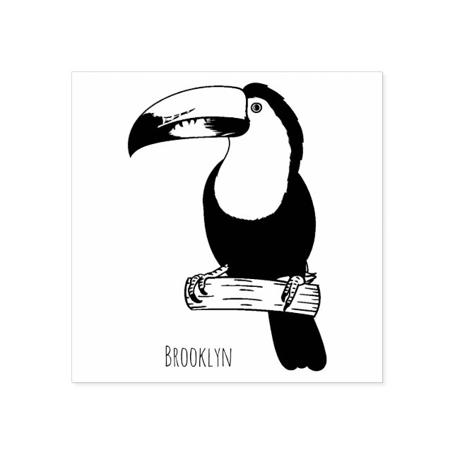 Keel-billed toucan bird cartoon illustration  rubber stamp (Imprint)