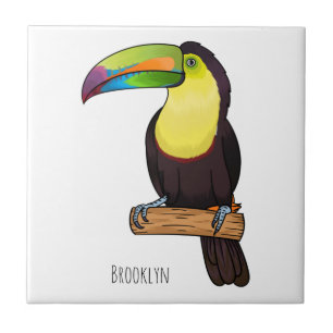 Keel-billed toucan bird cartoon illustration  tile