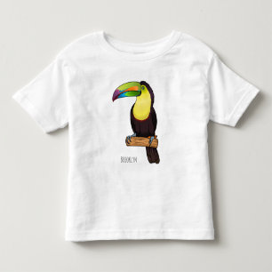 Keel-billed toucan bird cartoon illustration toddler t-shirt