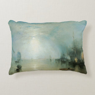 Keelmen Heaving Coals, Moonlight by Joseph Turner Decorative Pillow