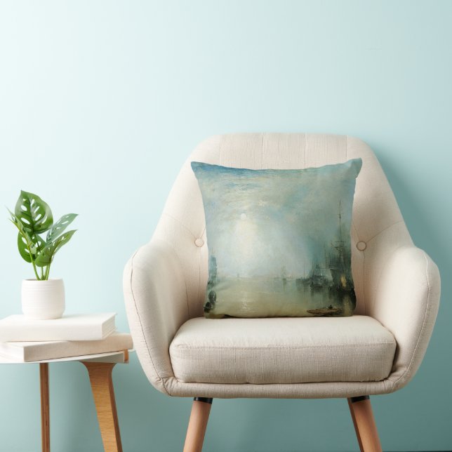 Keelmen Heaving Coals, Moonlight by Joseph Turner Throw Pillow (Chair)