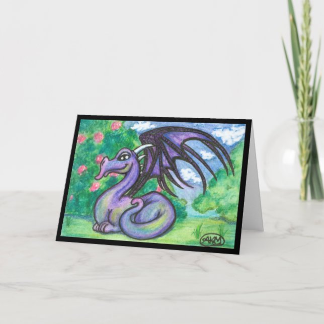Keely : Purple Dragon Greeting Card (Blank) (Front)