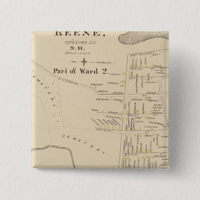 Keene, Ward 2 Inch Square Button (Front)