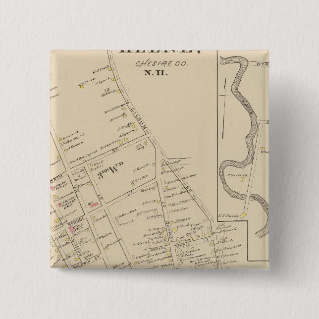 Keene, Ward 3, 5 2 Inch Square Button (Front)
