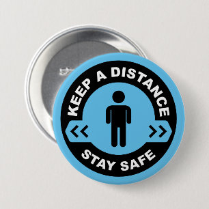 Keep A Distance 3 Inch Round Button