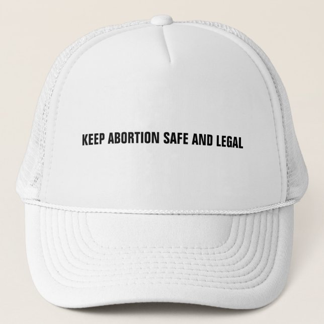 Keep abortion safe and legal white minimalist  trucker hat (Front)