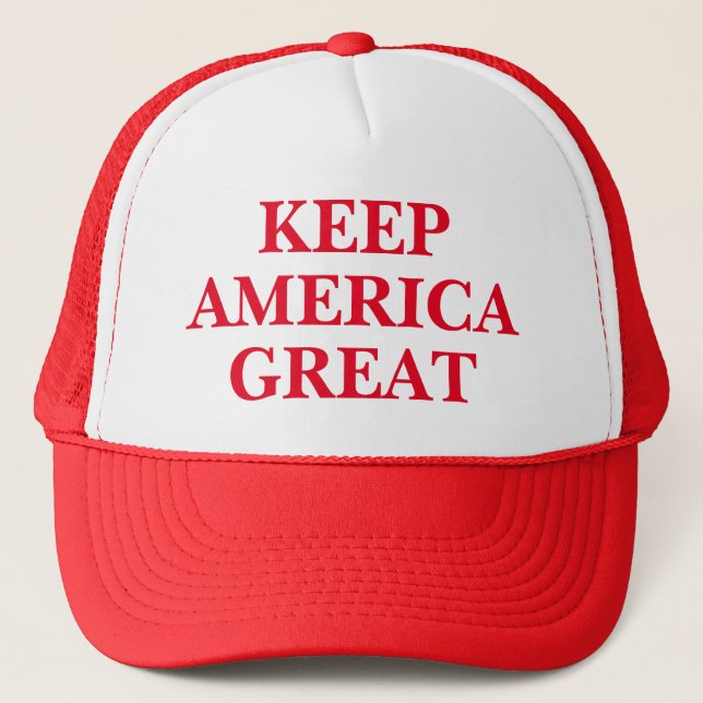 Keep America Great red Trump support Trucker Hat (Front)