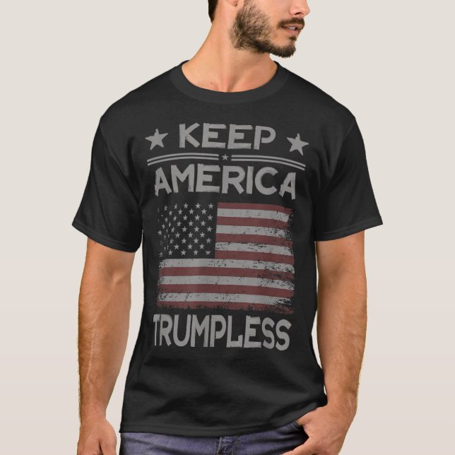 Keep America Trumpless - Anti Trump Distressed Ame T-Shirt (Front)