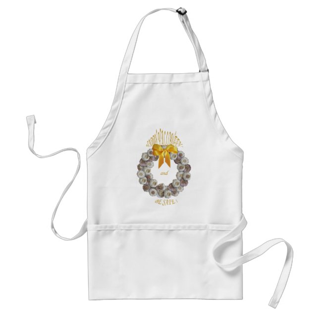 Keep away Vampire , apron with garlic wreath (Front)