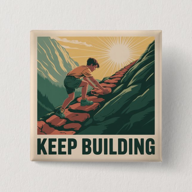 Keep Building 2 Inch Square Button (Front)