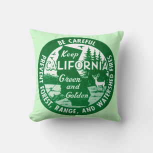 Keep California Green and Golden Throw Pillow