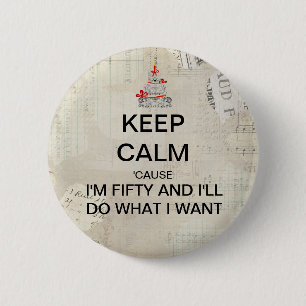 Keep Calm 50th Birthday Party Favour 2 Inch Round Button