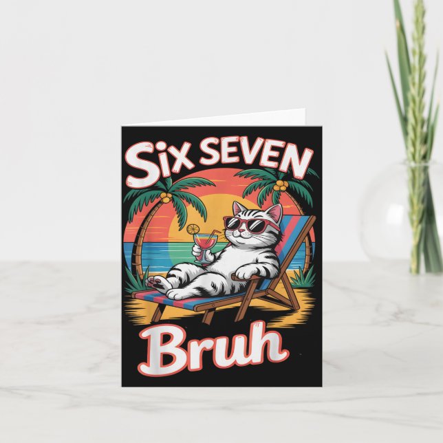 Keep Calm 67 Bruh Cat Vacation Cruise Trip Joke Ge Card (Front)