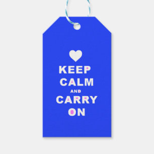 KEEP CALM AN CARRY ON Blue Gift Tags