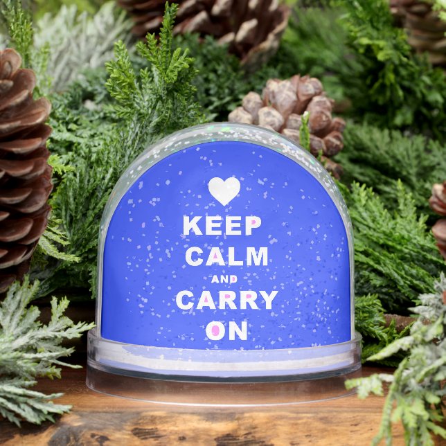 KEEP CALM AN CARRY ON Blue Snowglobe (Winter)