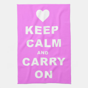 KEEP CALM AN CARRY ON Pink Kitchen Towel