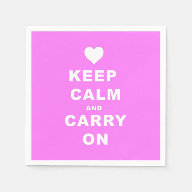 KEEP CALM AN CARRY ON Pink Napkin (Front)