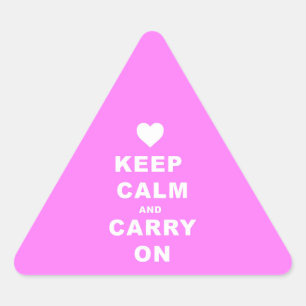 KEEP CALM AN CARRY ON Pink Triangle Sticker