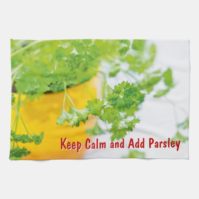 Keep Calm and Add Parsley Kitchen Herb Art Towel (Horizontal)