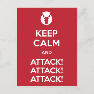 Keep Calm and Attack3x postcard