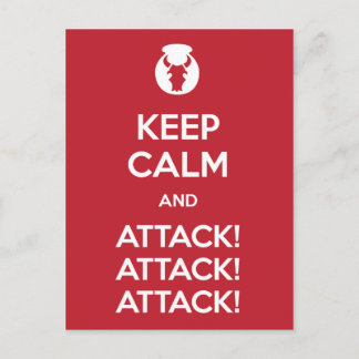 Keep Calm and Attack3x postcard