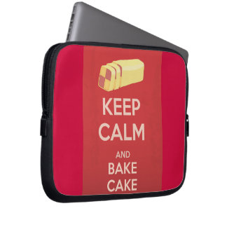 Keep Calm and Bake Cake Vintage Poster Laptop Sleeve