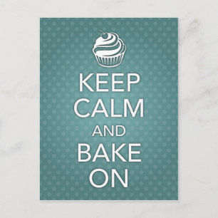 Keep Calm and Bake On Recipe Card Teal