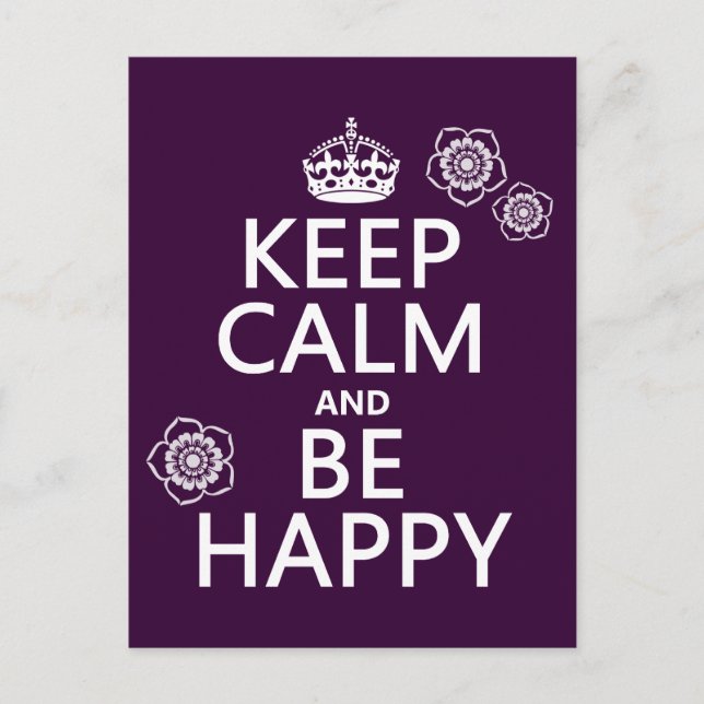 Keep Calm and Be Happy (available in all colours) Postcard (Front)