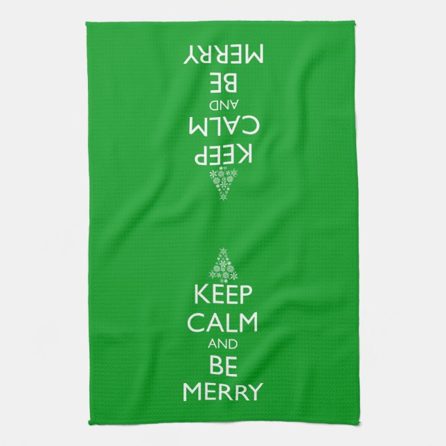 KEEP CALM AND BE MERRY KITCHEN TOWEL (Vertical)