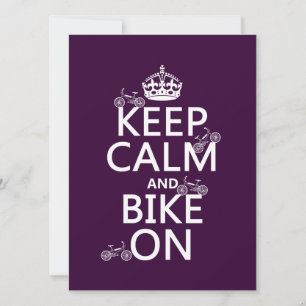 Keep Calm and Bike On (customizable colour) Invitation